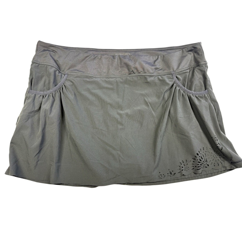 Athleta Skirt Skort Sz XL Gray Laser Cut Run Tennis Golf‎ Shorts Beach Summer